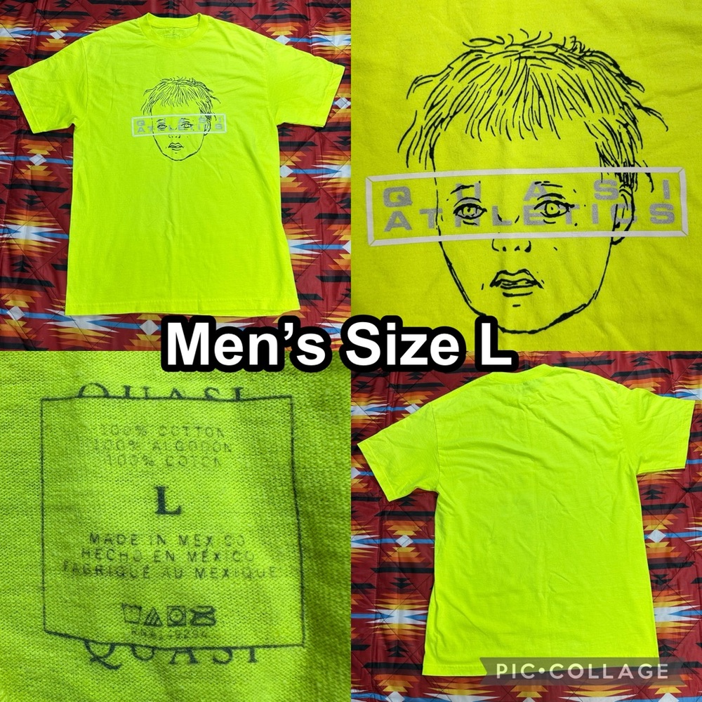 QUASI Athletics Skateboards Neon Green Short Sleeve T-Shirt Men’s Size Large